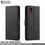 Asman Case Samsung Galaxy A01 Core Leather Wallet Flip Cover Premium Edition