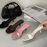 4CM Fitting Room High Heels Women 2025 Summer One-word Strap Baotou Slippers Women's Outer Wear All-