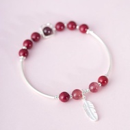 紫金砂硃砂6mm手鏈 | 925純銀草莓晶太歲轉運手鍊化太歲 新年禮物