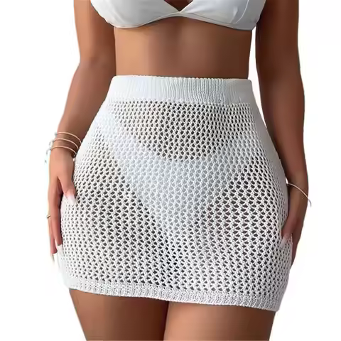 N7YE Women Beach Skirt Sarong Coverup Skirt Crochet Skirt Swimsuit Coverup Bathing Suit Wrap Skirt