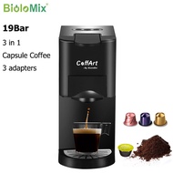 BioloMix 3-In-1 Capsule Espresso Coffee Maker Machine with 3 Adapters (1450W / 19 Bar) For Nespresso Capsule&amp;Dolce Gusto Capsule&amp;Coffee Powder Mesin kopi kapsul 膠囊咖啡機