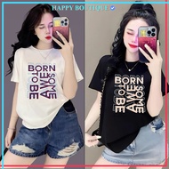 Medium Form Thai Women's T-shirt [Code A68] Stylized Pattern Soft and Cool Cotton [BORN]