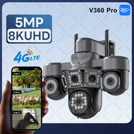 กล้องวงจรปิด 4g / UHD 8K กล้อง 3 เลนส์ ให้ภาพ 3 ภาพ 360 องศา / OUTDOOR กันน้ำระดับ IP66 / ใส่ซิมเน็ต