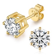 2CT Moissanite Stud Earrings, C6P DF Color Ideal Cut Lab Created Diamond 18K Gold Plated Earrings fo
