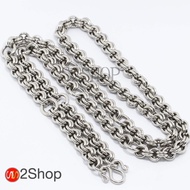 s2shop สร้อยคอสแตนเลสแท้ สร้อยคอห้อยพระ ลายห่วงคู่ ห้อยพระได้ 9 องค์ ความกว้าง 7 มม.ความยาว 26 28 30