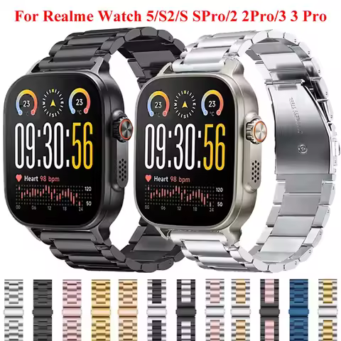 22mm Stainless Steel Strap For Realme Watch 5 Bracelet Metal Band For Realme Watch 5 Correa Belt
