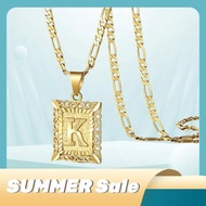 KissYan Initial Letter Pendant Necklace for Men & Women, 14K Gold Plated Alphabet Necklace on Figaro