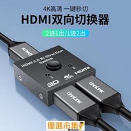 優選市集！免運 優聯 hdmi切換器二進一出雙向一分二4K分配器電腦顯示屏幕分屏器