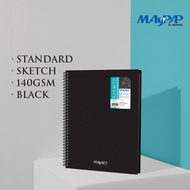 MayArt Wire-O PP Cover Black Sketch Book 140gsm A4+/A5+ Buku Lakaran Hitam Penutup PP Wire-O