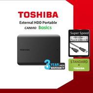 Toshiba External HDD (1TB /2TB/4TB) USB 3.0 รุ่น (Canvio Basics) สีดำ ฮาร์ดดิสก์แบบพกพา Harddrive HD