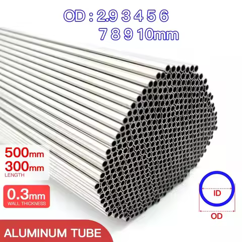 Aluminium Pipe 0.3mm Thickness 1.1-10mm OD Straight 300 500mm Long Round 6063 Aluminum Alloy Tube Th
