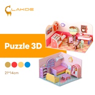 Lakoe Puzzle 3D Rumah DIY 3D House Puzzle    House Interior Educational Toy  Kids Creative Play