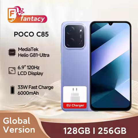 Global Version POCO C85 Smartphone Helio G81-Ultra 6.9" Dot Drop 120Hz Display 33W Charging 6000mAh 
