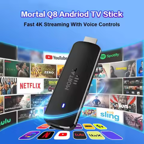 Global Version Android TV Stick Mortal Q8 Voice Remote Android14 8K4K Video Wifi6 Netflix YouTube St