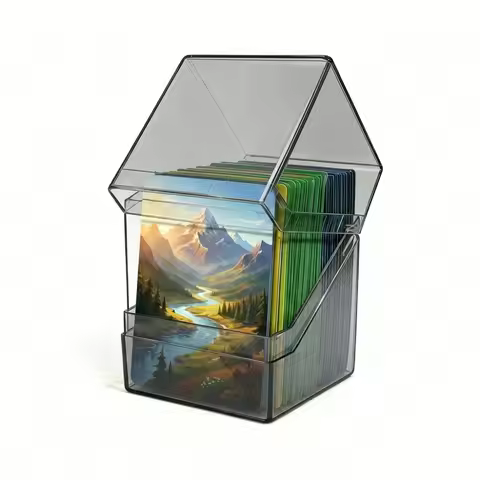 Acrylic Card Storage Box Transparent Secure Storage TCG Deck Box 100PCS Capacity Stackable Card Disp