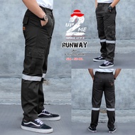 UP2ME : กางเกงวินเทจ รุ่น Runway 6 กระเป๋า ขายาว กระบอกเล็ก ติดแถบสะท้อนแสง รอบเอว 26-48 นิ้ว ไซส์ S