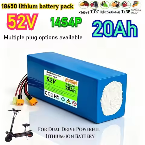 52V 20Ah 14S4P 18650 Brand new lithium-ion rechargeable battery pack multi-plug XT60/DC/SM 1040Wh bu