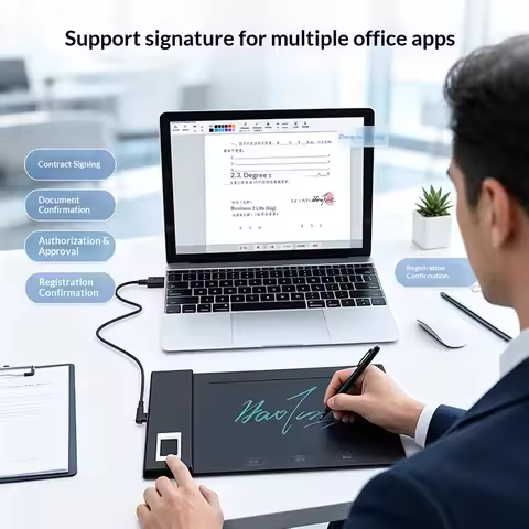 HP06 Fingerprint Electronic Signature Pad LCD Digital Signing Tablet Support PDF Word WPS SDK Second