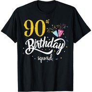 Men's cotton T-shirt 90th Birthday Squad 90 Party Crew Group Friends BDay Gifts T-Shirt S-5XL