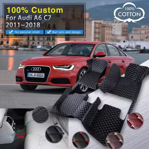 Quality RHD Car Floor Mats For Audi A6 C7 4G 2011~2018 Rug Luxury Leather Mat Full Set Durable Carpe