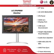 LG 27UP850N Monitor | 27" / 5ms / 4K UHD | IPS | HDMI / DP / USB Up & Downstream | Adjustable | Audi