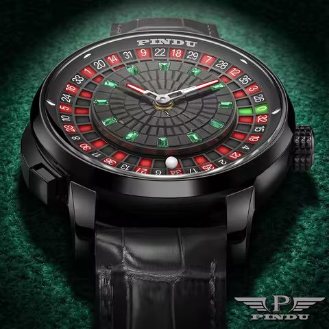 PINDU Design 2026 New NH35 Mechanical Watch Men's Button Rotating Dial Sapphire Glass Roulette Game 