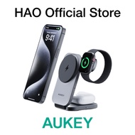 Aukey MagFusion Z Qi2 MFW 3-in-1 15W Foldable Magnetic Fast Wireless Charging Station