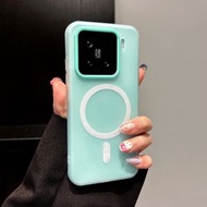 果凍二合一磁吸適用15pro手機殼新款15高級感14pro防摔保護套高級感超薄手機殼14-薄荷綠 小米 14
