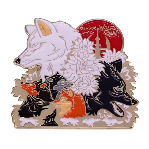 Moon Luna Flowers Wolf's Rain Anime Enamel Pin Wolf Badge Brooches