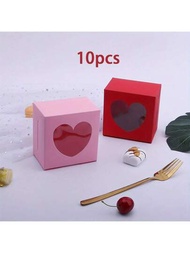 10入組母親節畢業甜點盒烘焙創意紙杯蛋糕盒透明法式瑪芬盒固體顏色透視盒