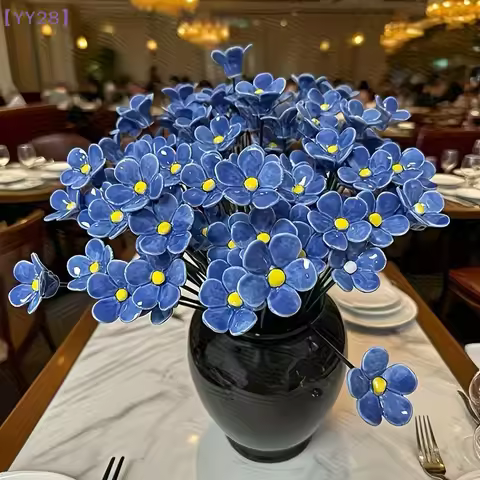 【YY28】6/8/10Pcs Handcrafted Ceramic Forget Never Fades Eternal Flowers Home Party Decor Ornament Art