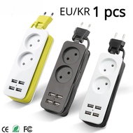 4.0mm/4.8mm EU/KR Plug Power Strip with 4 USB Portable Extension Socket Plug AC Power Travel Adapter