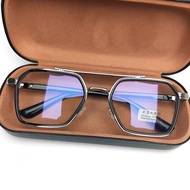 Fashion Korean Style Eyeglasses With Grade For Men Anti Blue Light Anti Radiation Aviator Pilot Vint