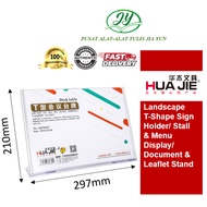 A4 9015 Acrylic Display Stand Landscape / A4 T-Shape Transparent Display Stand / Desk Label /pcs