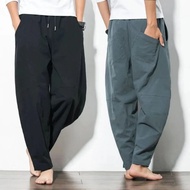 Chinese Style Harem Pants Men Streetwear Casual Joggers Mens Pants Cotton Linen Sweatpants Ankle-length Men Trousers S-3XL