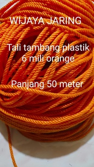 tali tambang plastik serbaguna 6 mili orange panjang 50 meter