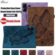 For Xiaomi Redmi Pad (2022) 10.61" VHU4254IN 5G High Quality Tablet Protection Case Fashion 3D Embossed Retro Big Butterfly Flip Wallet Leather Cover Stand Casing