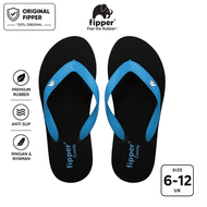 Fipper Comfy Sandal Jepit Anti Slip Pria Wanita Original Ringan Nyaman Hitam Black / Blue Sky