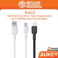 AUKEY CB-NAC2 Circlet Kabel USB-A ke USB-C Nylon Braided – Caj Laju & Tahan Lasak untuk Kegunaan Har