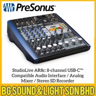 Presonus StudioLive AR8c: 8-channel USB-C™ Compatible Audio Interface / Analog Mixer / Stereo SD Recorder