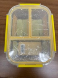 Snapware 康寧密扣 全新升級全三分隔長方形玻璃保鮮盒1050ML-黃色
