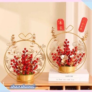 Shanshan Artificial Flower Basket Berry Flowers Bouquet Fake Plant With Metal Flower Pot Christmas Gift For Home Decor