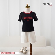 Áo thun nữ YOUNGER BY CARDINA chất liệu cotton phối cổ diễu chỉ 5YATC08