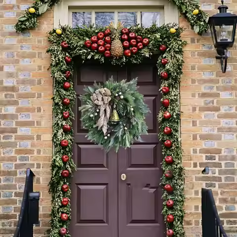 Artificial Wreath Christmas Farmhouse Garland for Door Xmas Decoration