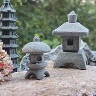 【NIMY】 Retro Gazebo Chinese Lanterns Mini Pagoda Model Decoration Stone Miniature Statue Sandstone H