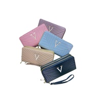 2 zip Women Long Zip Wallet Woman Purse Coins Card Holder Clutch Wristlet Pouch Bag Dompet Panjang B