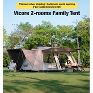 VIDALIDO Vicore Auto Tent Luxury Large Villa  2-Bedrooms Camping Tent Aluminum Instant Double-Layer