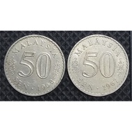 一对两枚 1pair 2pcs 1967 & 1968 year Malaysia Parlimen 50sen 国会大厦 50仙