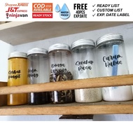 92pcs Sticker Label Dapur/Kitchen Style Font | Waterproof | BAHASA/ENGLISH