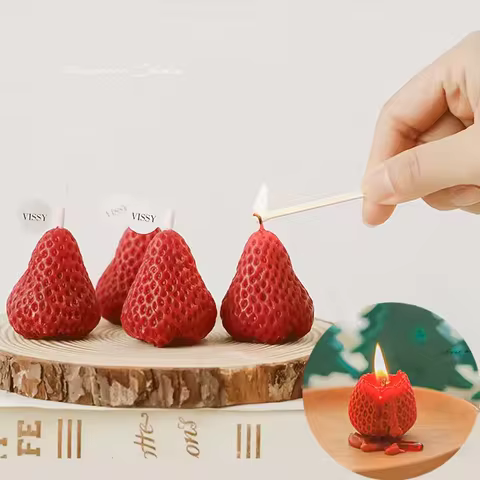 Imitation Strawberry Shaped Aromatherapy Soy Candle Creative Fragrance Handmade Candle Decoration St